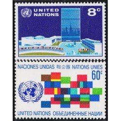 Naciones Unidas New York 215/16 1971 Serie Sede de la ONU Banderas MNH Naciones Unidas New York 215/16 1971 Serie Sede de la ONU Banderas MNH