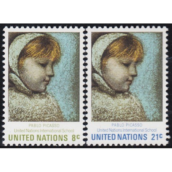 Naciones Unidas New York 217/18 1971 Escuela internacional de la ONU Cuadro de Picasso MNH