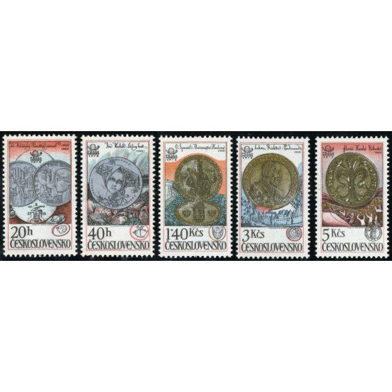 VAR2/S Checoslovaquia Czechoslovakia Nº 2258/62  1978  Exp.filatélica inter. Praga Monedas Lujo