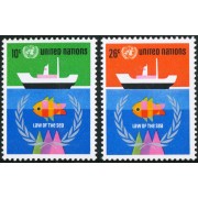 FAU4/S Naciones Unidas  New York  Nº 247/48   1974  Conferencia de la ONU sobre los derechos de la mar Barco Lujo