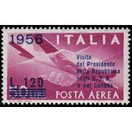 Italia Italy Aéreo 140 1956 Visita del presidente al Canadá Avión MNH