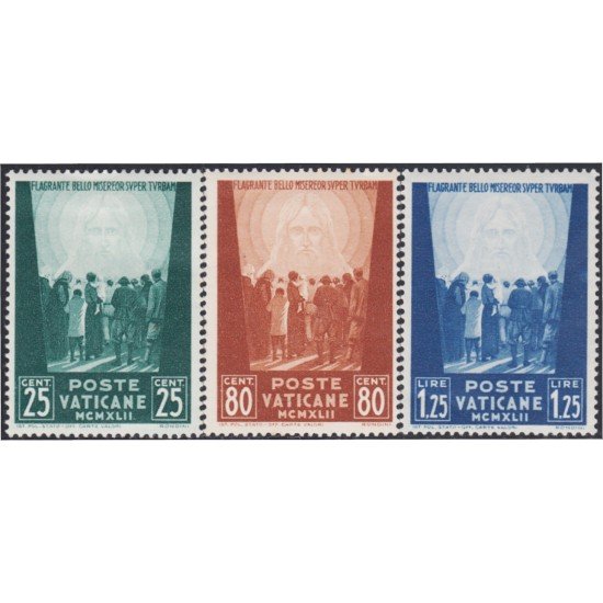 Vaticano 95/97 1942 Por los prisioneros de guerra MNH Vaticano 95/97 1942 Por los prisioneros de guerra MNH