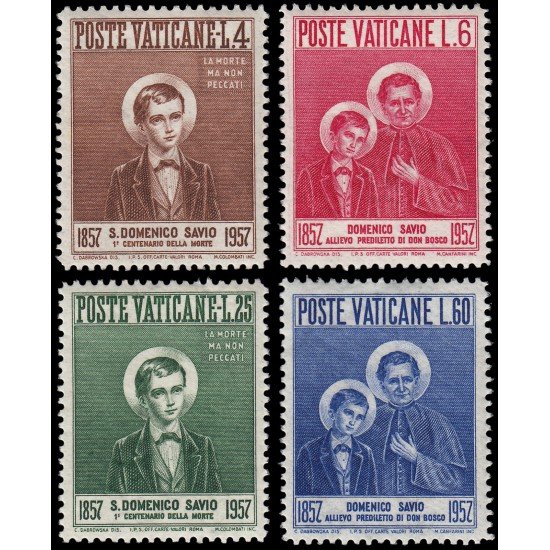 Vaticano 237/40 1957 Cent. muerte St. Dominique Savio MNH Vaticano 237/40 1957 Cent. muerte St. Dominique Savio MNH