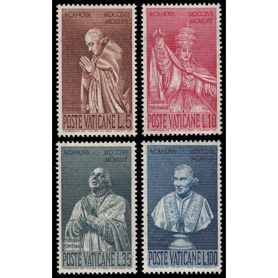 Vaticano 261/64 1958 Cent. de Antonio Canova Papas MNH Vaticano 261/64 1958 Cent. de Antonio Canova Papas MNH