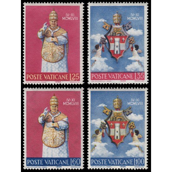 REL/S Vaticano 268/71  1959  Coronación de Juan XXIII Escudo MNH