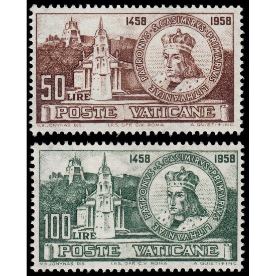Vaticano 282/83 1959 5º Cent. de St. Casimiro Iglesia Efigie MNH