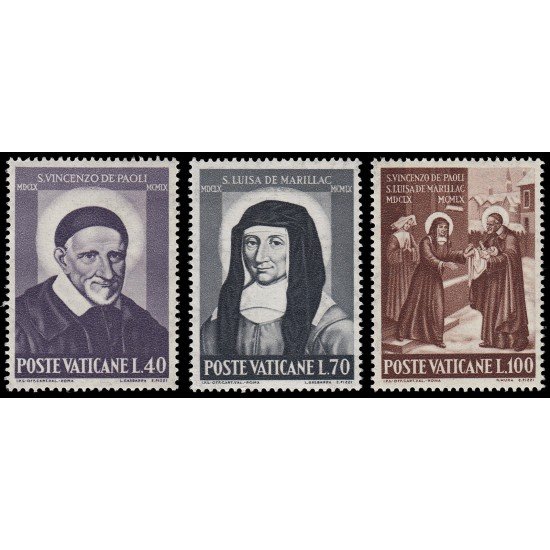 Vaticano 313/15 1960 3º Centenario muerte de St. Vicente de Paul y Sta.Luisa de Marillac MNH Vaticano 313/15 1960 3º Centenario muerte de St. Vicente de Paul y Sta.Luisa de Marillac MNH