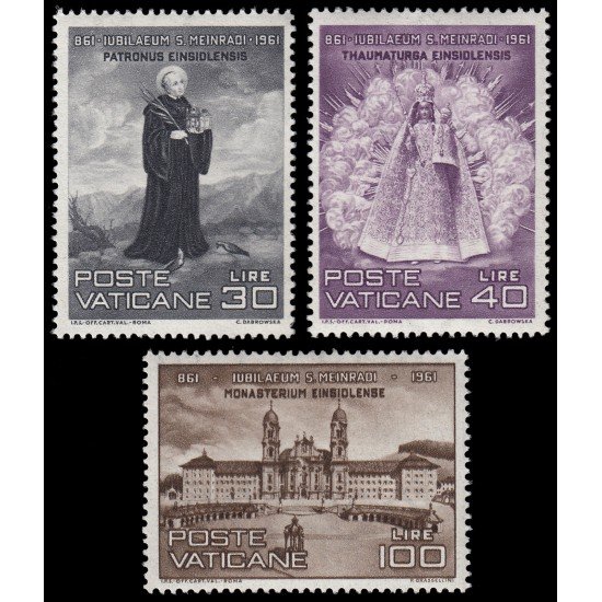 Vaticano 316/18 1961 1100 aniv. de la muerte de St. Meinrad MNH