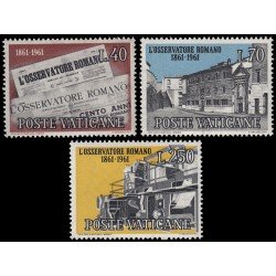 Vaticano 328/30 1961 Centenario del periódico Osservatore Romano MNH Vaticano 328/30 1961 Centenario del periódico Osservatore Romano MNH