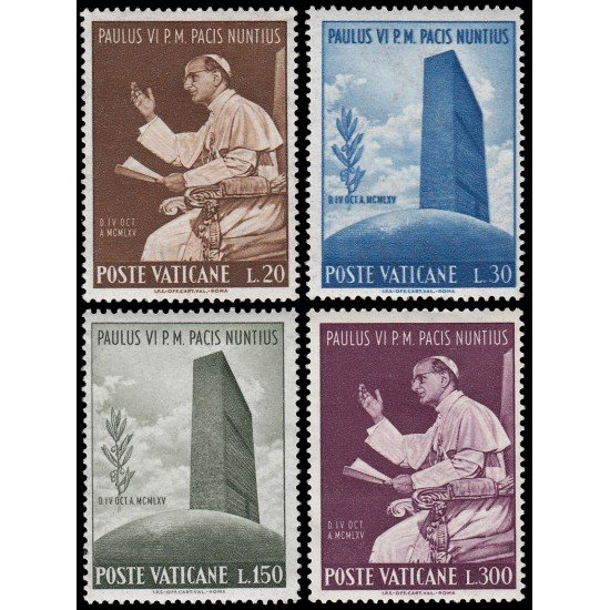 Vaticano 434/37 1965  Visita de S S Pablo VI a las Naciones Unidas MNH