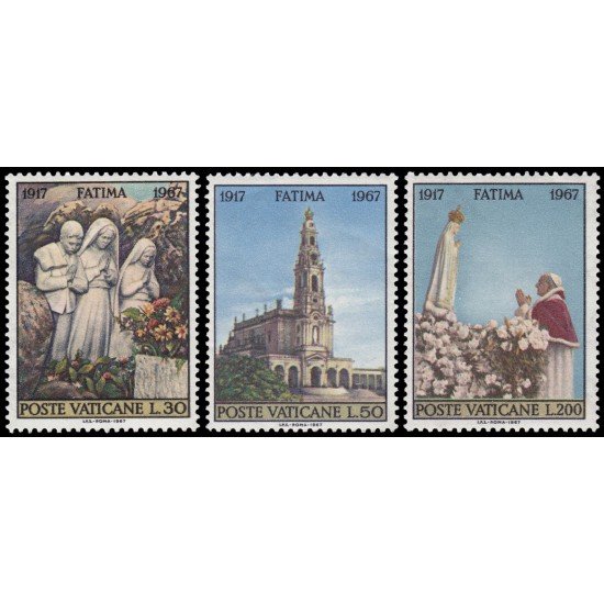 REL/S Vaticano 473/75 1967  50 aniv. de las apariciones de Fátima MNH