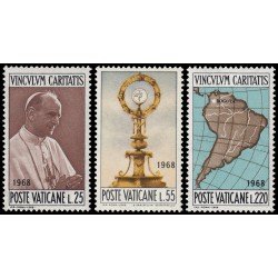 REL/S Vaticano 479/81 1968 39 Congreso eucarístico internacional Bogota Custodia Mapa Pablo VI MNH REL/S Vaticano 479/81 1968 39 Congreso eucarístico internacional Bogota Custodia Mapa Pablo VI MNH
