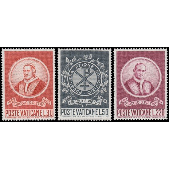 REL/S Vaticano 494/96 1969  Centenario de la fundación del círculo de St.Pedro MNH