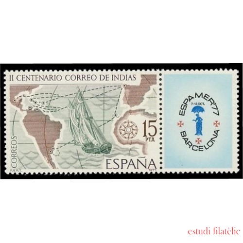 España Spain 2437 1977 Correo de Indias Espamer 77 II Centenario de la Real Ordenanza reguladora del Correo Marítimo MNH