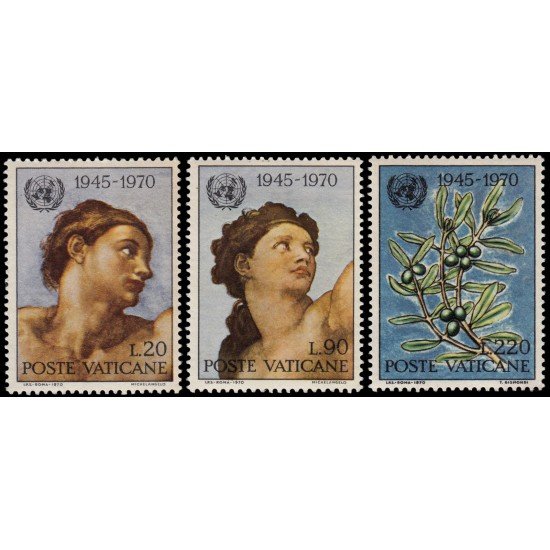 REL/S Vaticano 510/12 1970  25 aniv. de la ONU Obras de Miguel Angel MNH