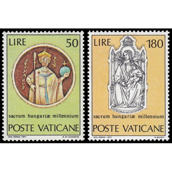 REL/S Vaticano 531/32 1971 Milenario de St. Etienne rey de Hungría MNH