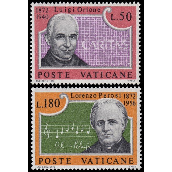 Vaticano  547/48 1972  Centenario de Don Luigi Orione y de Lorenzo Perosi MNH