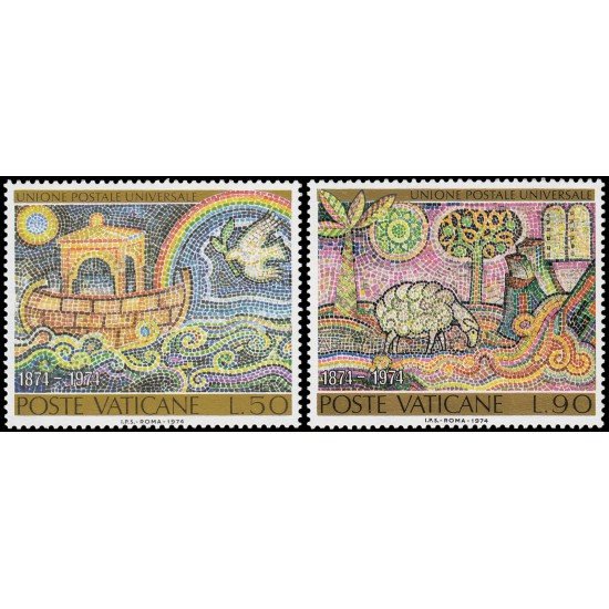 Vaticano 569/70 1974 Centenario del UPU Mocaicos MNH
