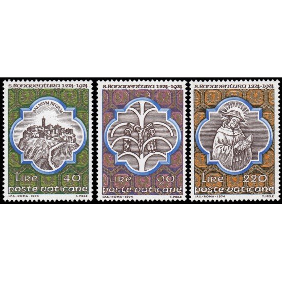 Vaticano 579/81 1974 7º Centenario de la muerte de St. Buenaventura Bagnoregio MNH