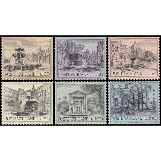 Vaticano 594/99 1975 Año europeo del patrimonio arquitectónico Fuentes Monumentos MNH