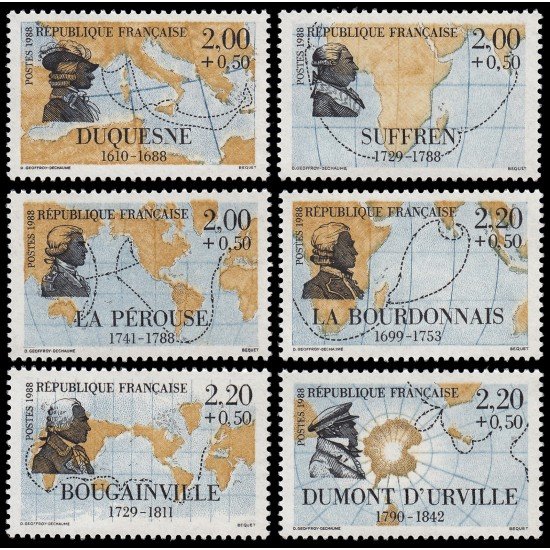 France Francia 2517/22 1987 Grandes navegantes franceses MNH France Francia 2517/22 1987 Grandes navegantes franceses MNH