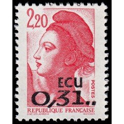 France Francia 2530 1988 Libertad Sobrecarga con valor euro MNH France Francia 2530 1988 Libertad Sobrecarga con valor euro MNH