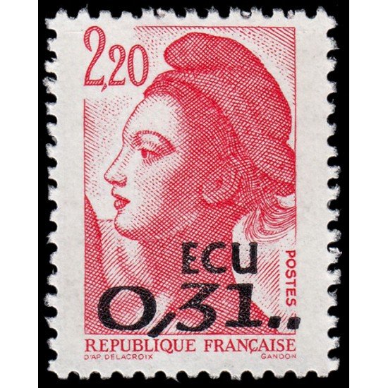 France Francia 2530 1988 Libertad Sobrecarga con valor euro MNH France Francia 2530 1988 Libertad Sobrecarga con valor euro MNH