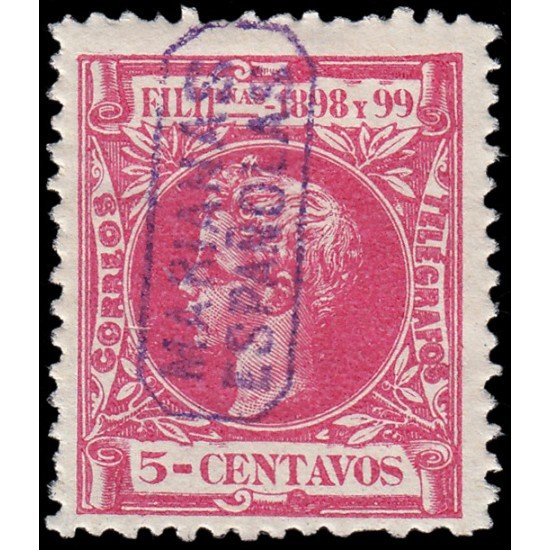 Islas Marianas 3 1899 Alfonso XIII Sello auténtico Sobrecarga falsa MH Islas Marianas 3 1899 Alfonso XIII Sello auténtico Sobrecarga falsa MH