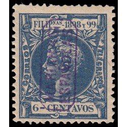Islas Marianas 4 1899 Alfonso XIII Sello auténtico Sobrecarga falsa MH Islas Marianas 4 1899 Alfonso XIII Sello auténtico Sobrecarga falsa MH