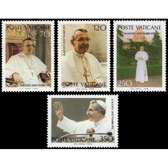 Vaticano 662/65 1978 Conmemoración del pontificado de Juan Pablo I MNH