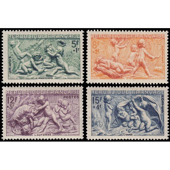 France Francia 859/62 1949 Bajorrelieves de la Fontaine de Bouchardon MNH France Francia 859/62 1949 Bajorrelieves de la Fontaine de Bouchardon MNH