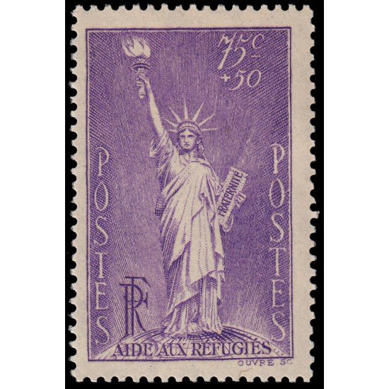 France Francia 309 1936 Pro refugiados políticos Estatua de la Libertad MH France Francia 309 1936 Pro refugiados políticos Estatua de la Libertad MH