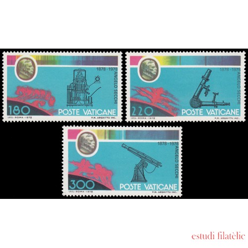 Vaticano 675/77 1979 Centenario de la muerte del astrónomo P. A. Secchi aparatos de astronomía MNH