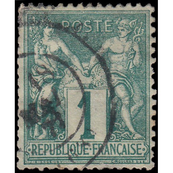 France Francia 61 1876 Paz y Comercio (Tipo Sabio) Usado France Francia 61 1876 Paz y Comercio (Tipo Sabio) Usado