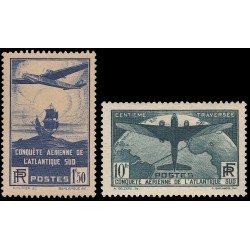 France Francia 320/21 1936 100ª travesía aérea del Atlántico-sur-Aviones postales MNH France Francia 320/21 1936 100ª travesía aérea del Atlántico-sur-Aviones postales MNH