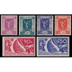 France Francia 322/27 1936 Exposición Internacional de Paris (1937) MNH France Francia 322/27 1936 Exposición Internacional de Paris (1937) MNH
