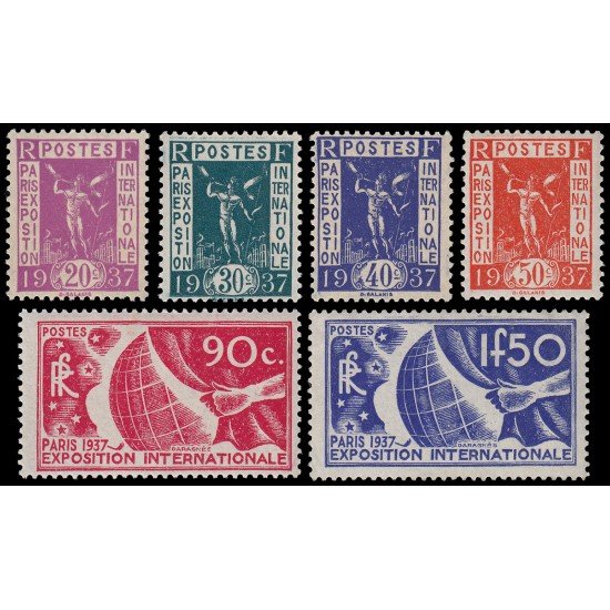 France Francia 322/27 1936 Exposición Internacional de Paris (1937) MNH