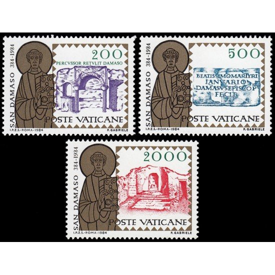 Vaticano 767/69 1984 16 Centenario de la muerte de St. Dámaso MNH