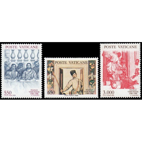 Vaticano 840/42 1988 400 aniv. de la muerte de Veronese MNH Vaticano 840/42 1988 400 aniv. de la muerte de Veronese MNH