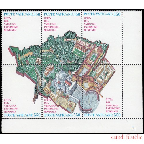 Vaticano 786/91 1986 Ciudad del Vaticano Patrimonio mundial Plano de la ciudad MNH
