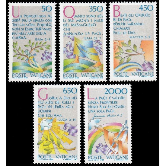 Vaticano 792/96 1986 Año internacional de la paz MNH