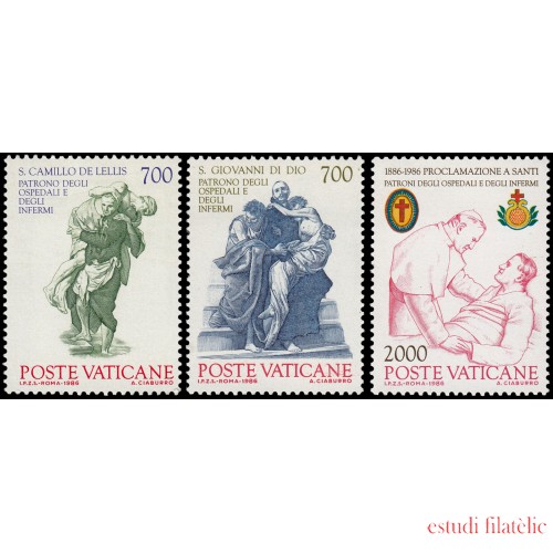 Vaticano 797/99 1986 Centenario de la proclamacion de ST. Juan de Dios y Camille de Lellis como patrones de hospitales y enfermos MNH