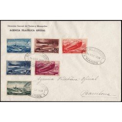 España Spain 775/80 1938 Correo submarino SPD Sobre Primer Día España Spain 775/80 1938 Correo submarino SPD Sobre Primer Día