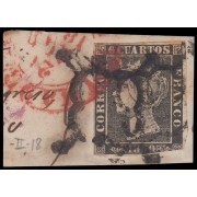 España Spain 1A Isabel II  1850 Precioso sobre fragmento