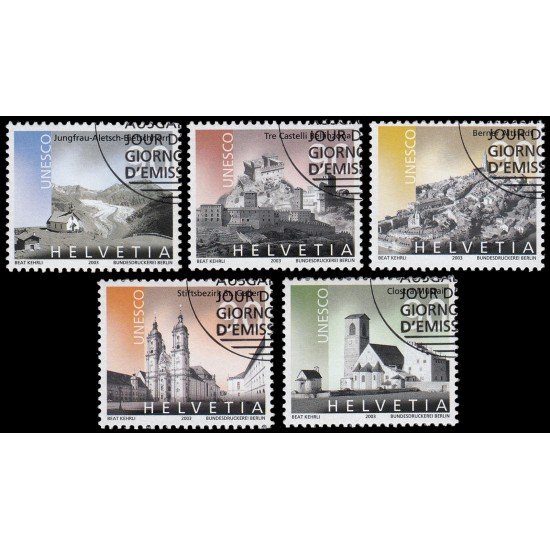Suiza Switzerland 1769/73 2003 Lugares de Suiza patrimonio mundial UNESCO Matasellos a favor MNH Suiza Switzerland 1769/73 2003 Lugares de Suiza patrimonio mundial UNESCO Matasellos a favor MNH