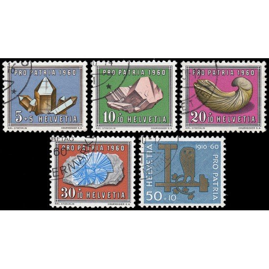 Suiza Switzerland 661/65 1960 Pro patria Piedras preciosas Matasellos a favor y Usados Suiza Switzerland 661/65 1960 Pro patria Piedras preciosas Matasellos a favor y Usados