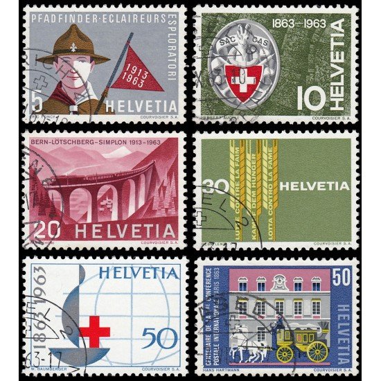 Suiza Switzerland 705/10 1963 Sellos de propaganda Scouts Cruz Roja Matasellos a favor y Usados Suiza Switzerland 705/10 1963 Sellos de propaganda Scouts Cruz Roja Matasellos a favor y Usados