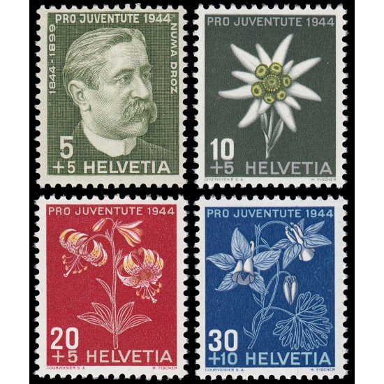 Suiza Switzerland 399/02 1944 Pro juventud Numa Droz MNH Suiza Switzerland 399/02 1944 Pro juventud Numa Droz MNH