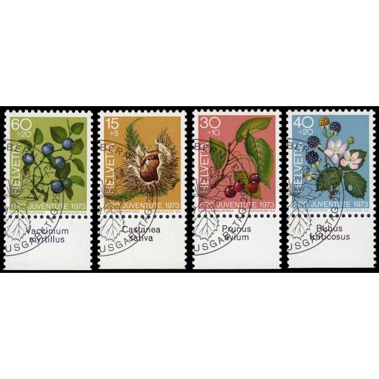 Suiza Switzerland 943/46 1973 Pro juventud Frutos del bosque Matasellos a favor MNH Suiza Switzerland 943/46 1973 Pro juventud Frutos del bosque Matasellos a favor MNH