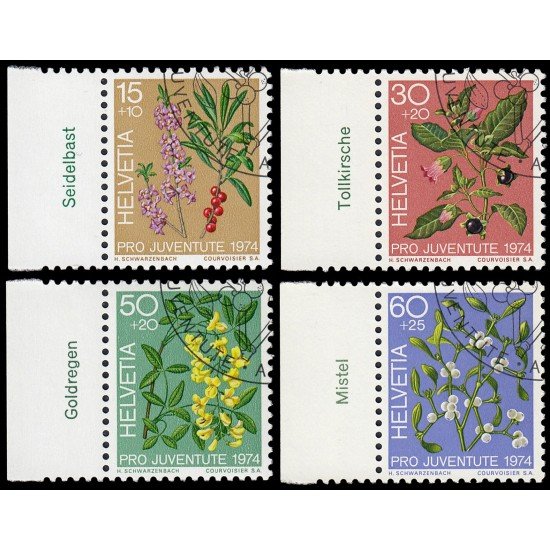 Suiza Switzerland 972/75 1974 Pro juventud Plantas venenosas del bosque Matasellos a favor MNH Suiza Switzerland 972/75 1974 Pro juventud Plantas venenosas del bosque Matasellos a favor MNH